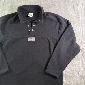 VTG Wilson Fleece Pullover Mens XL Black Snap Button Collar Long Sleeve Mexico